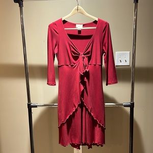 Maternity dress from Motherhood Maternity. Dark red, polyester/spandex material
